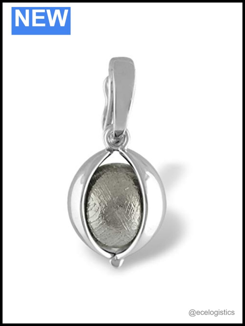 Sterling Silver Meteorite Sphere Hinged Pendant